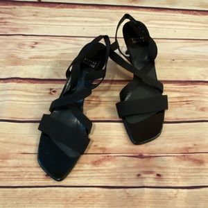 Stuart Weitzman Black Strappy Kitten Heel, Size 9.5M
